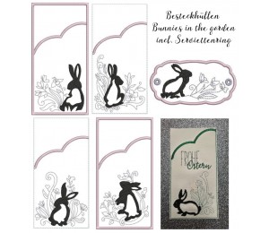 Stickserie ITH - Bunnies in the garden Bestecktaschen